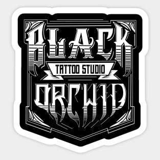 Black orchid tattoo block logo Sticker